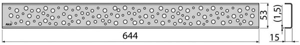 Водосточная решетка Alcaplast BUBLE-650L, нержавеющая сталь (глянец.)