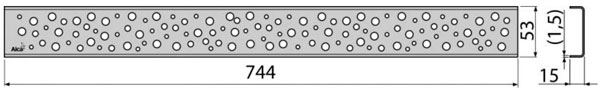 Водосточная решетка Alcaplast BUBLE-750L, нержавеющая сталь (глянец.)
