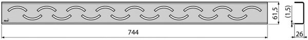 Водостічна решітка Alcaplast SMILE-750L, нержавіюча сталь (глянц.)