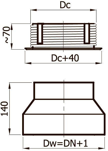 Перехід для керамічного димоходу Darco Ø 200/150 чорна сталь 2 мм