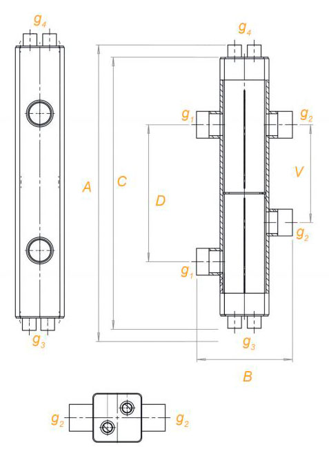 Гидрострелка Hidromix на 4 выхода, резьбовое соединение 1 1/4, для котлов до 75 кВт