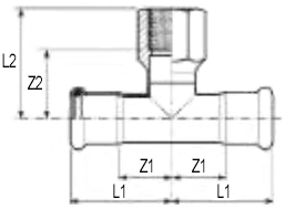 Трійник сталевий Ø 22 х внутрішня різьба 3/4 х 22 мм, оцинкований RM steelPRES 389 (389304022)