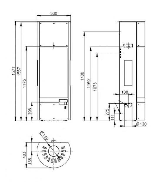 Печь Romotop BELO 3S 01 AKUM (стальной корпус), 4-11 кВт