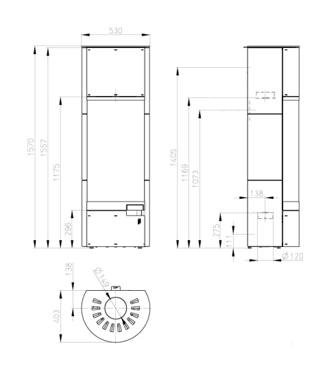 Печь Romotop BELORADO 01 AKUM (стальной корпус + керамика с обеих сторон), 4-11 кВт