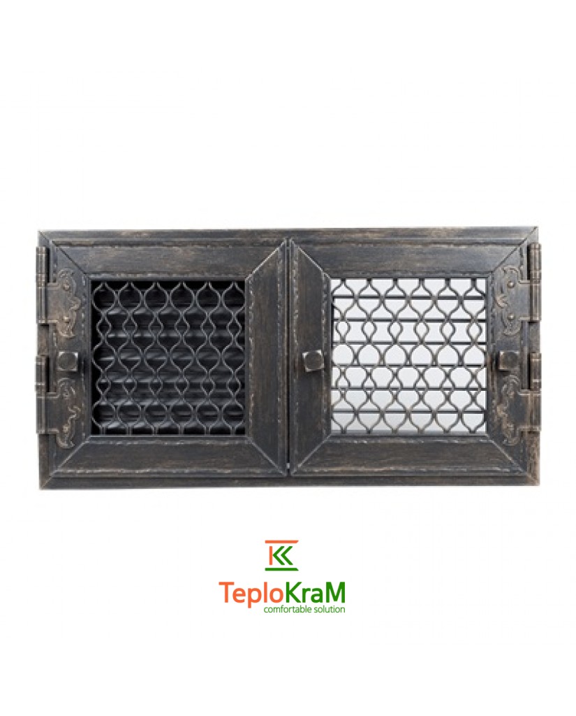 Вентиляционная решетка Kratki RETRO2/22/G/A 22 см, две дверцы, графитовая