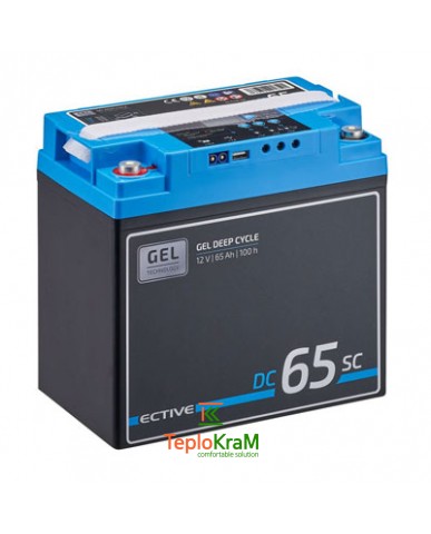 Акумулятор гелевий ECTIVE DC 65SC GEL 12 В, 65 А/год із ШІМ-зарядним пристроєм і РК-дисплеєм