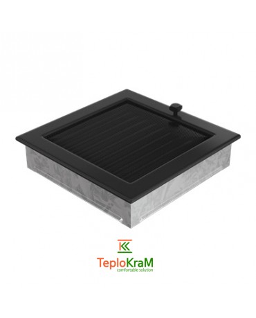 Вентиляционная решетка Kratki 22CX 22x22 см, черная, с жалюзи