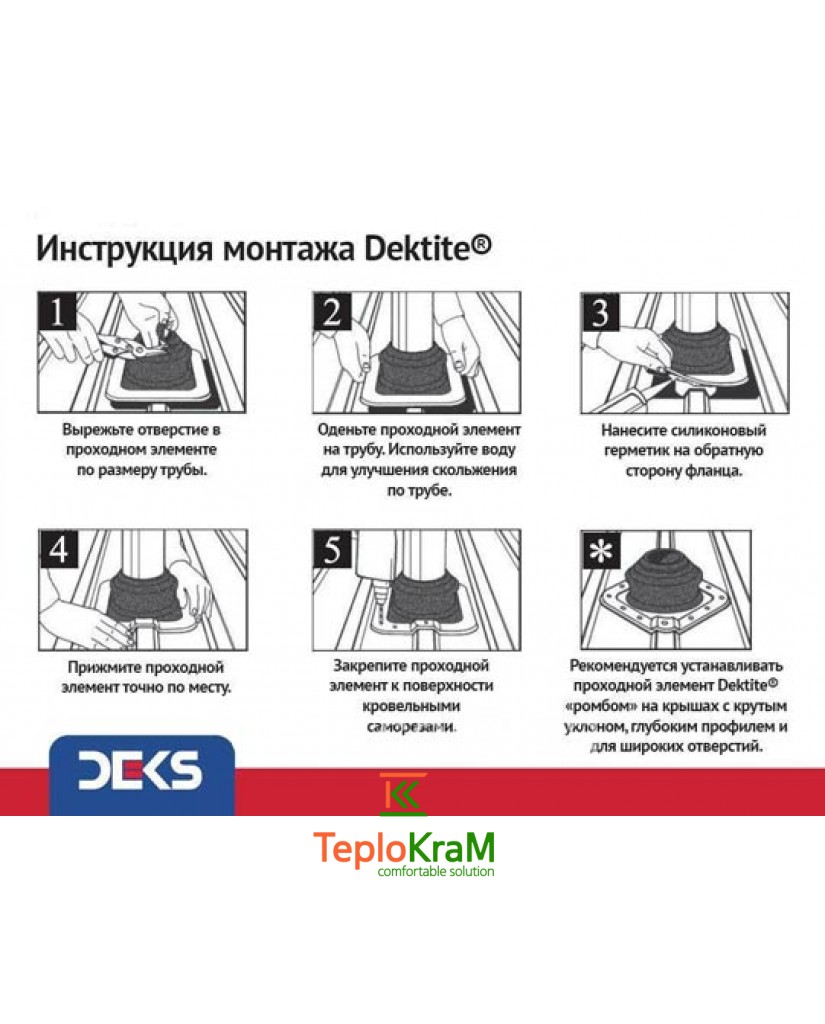 Проход Deks Premium Red Silicon для трубы диаметром 125-230 мм (DFE206RE)