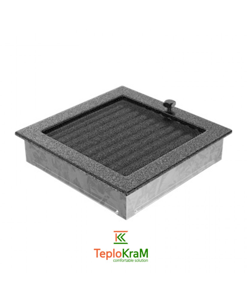 Вентиляционная решетка Kratki 22CSX 22x22 см, черно-серебряная, с жалюзи