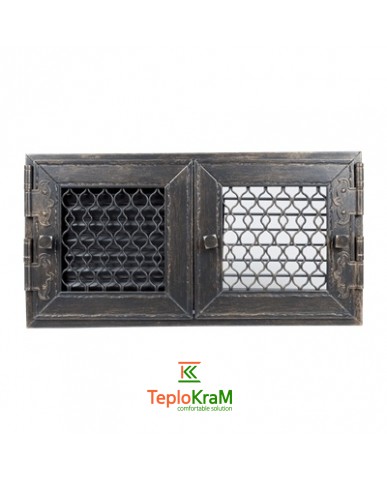 Вентиляційна решітка Kratki RETRO2/17/G/A 17 см, двоє дверцят, графітова