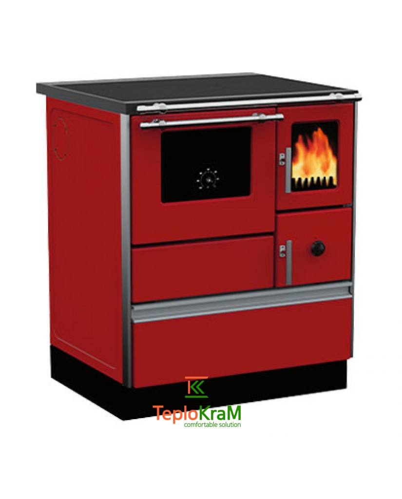 Печь с варочной поверхностью и духовкой Alfa-Plam ALFA 70 DOMINANT, 6,5 кВт, красная, левое подключение дымохода