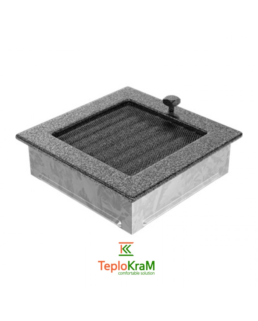 Вентиляционная решетка Kratki 17CSX 17x17 см, черно-серебряная, с жалюзи