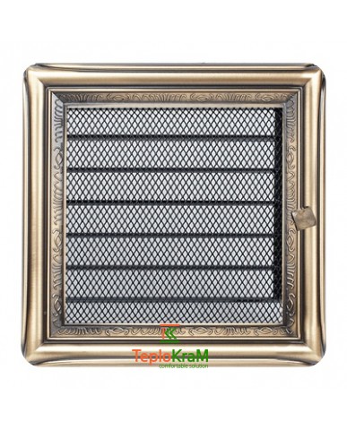 Вентиляционная решетка Kratki 17RX 17x17 см, рустикальная, с жалюзи