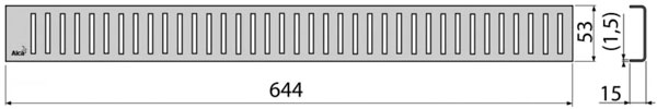 Водостічна решітка Alcaplast PURE-650L, нержавіюча сталь (глянц.)