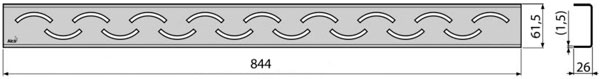 Водостічна решітка Alcaplast SMILE-850L, нержавіюча сталь (глянц.)