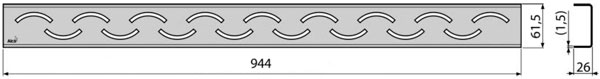 Водостічна решітка Alcaplast SMILE-950L, нержавіюча сталь (глянц.)