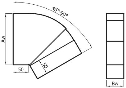Колено регулируемое 45-90° Darco KLN, 150x50 мм