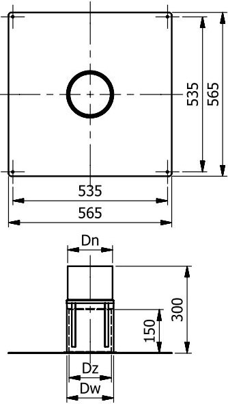 Розета квадратна з двостінною вставкою Darco Ø 130 чорна сталь 2 мм