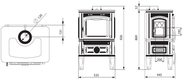 Печь FerGuss MAGMA SD 10,2 кВт, крышка elipsa, с шибером, боковые дверцы