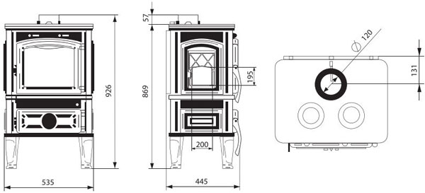 Печь с варочной поверхностью FerGuss MAGMA COOK SD 10,2 кВт, с шибером, боковые дверцы