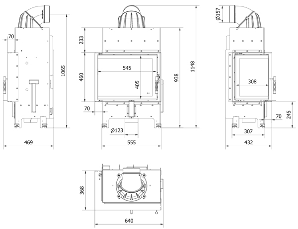 Камінна топка Kratki FLOKI/S/L 8 кВт, ліва