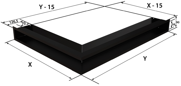 Вентиляционная угловая левосторонняя решетка Kratki LUFT/NL/9/40/45S/C, черная