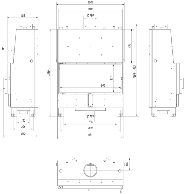 Каминная топка Kratki LUCY/PW/20/W 20 кВт, с водяным контуром