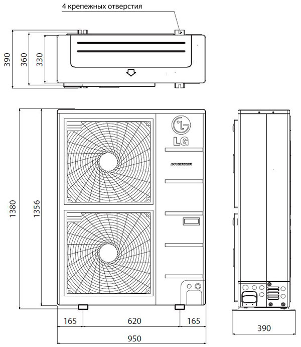 Зовнішній блок кондиціонера LG Multi FDX Inverter FM41AH.U32R0, 3 фази