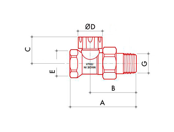 Кран радіаторний з ручним регулюванням Luxor RS 102 кутовий 1/2
