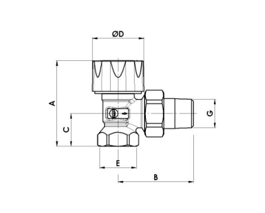 Термостатический клапан Luxor RS 202 G 1/2' угловой