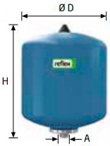 Гідроакумулятор вертикальний Reflex DE 8 л, 10 бар