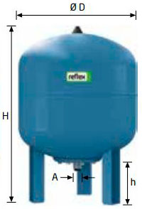 Гідроакумулятор вертикальний Reflex DE 60 л, 10 бар