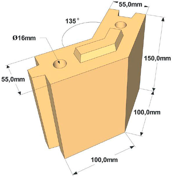 Плита шамотная Refractories CH135 100x100x150x55 мм, угловая 135 ° (гребень-пасс)
