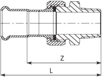 Разборное соединение стальное Ø 54 мм х наружная резьба 2, оцинкованное RM steelPRES 384/000 (384054000)