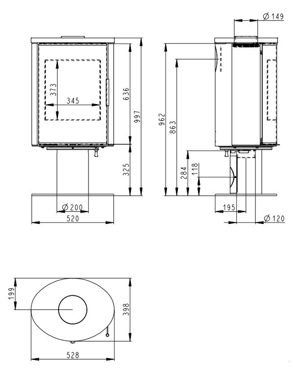Печь Romotop LAREDO Т 01 (стальной корпус + керамика сверху и с обеих сторон), 2-6,5 кВт