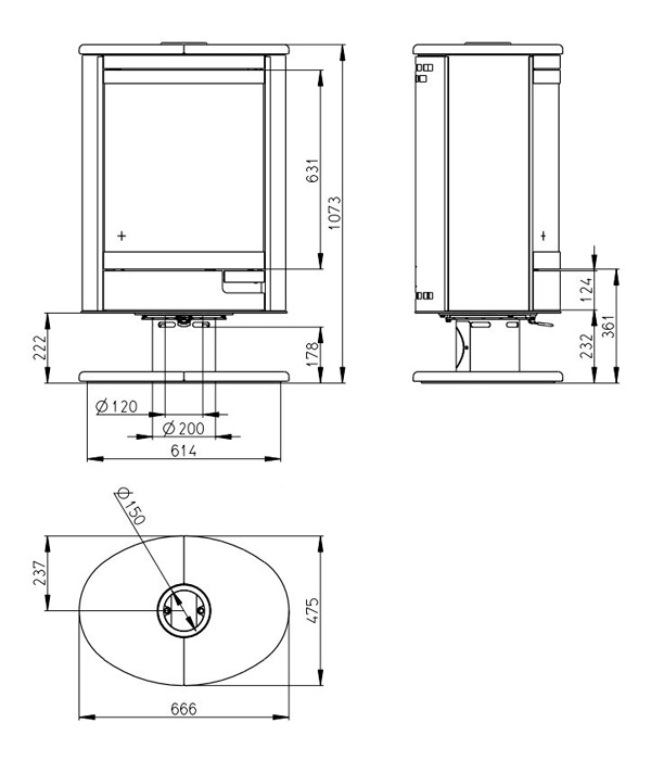 Піч Romotop STROMBOLI N02 (сталевий корпус + кераміка зверху та з обох боків), 4-11 кВт