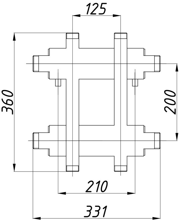 Колектор сталевий виходи вгору та вниз TermoJet К22ВН.125 (200)