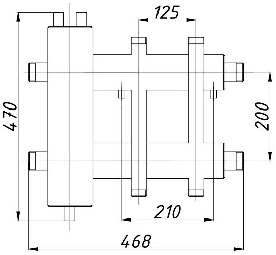 Колектор сталевий з гідрострілкою ГС-26 в кожусі виходи вгору та вниз TermoJet КГС22ВН.125 (200)