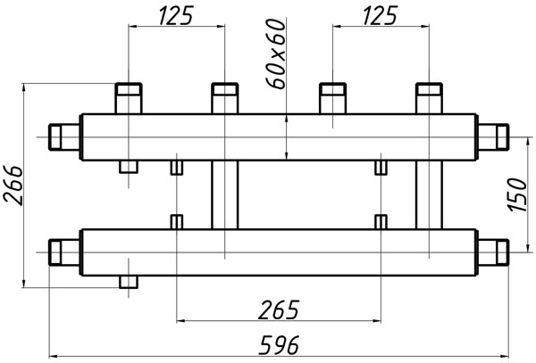 Коллектор стальной однобалочный выходы вверх в кожухе TermoJet К22В.125 (150)