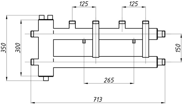 Колектор сталевий з гідрострілкою ГС-25 в кожусі виходи вгору TermoJet КГС22В.125 (150)