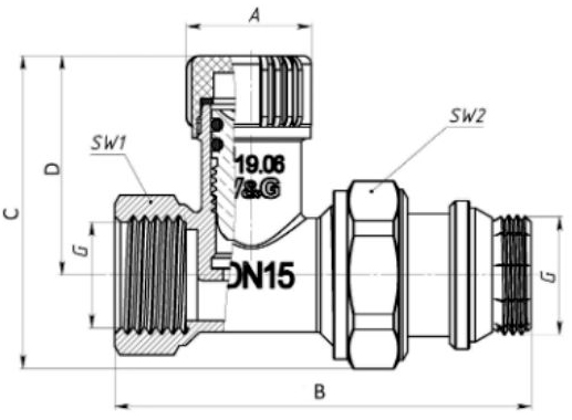 Радіаторний вентиль V&G VALOGIN, 3/4, налаштувальний, прямий (VG-602102)