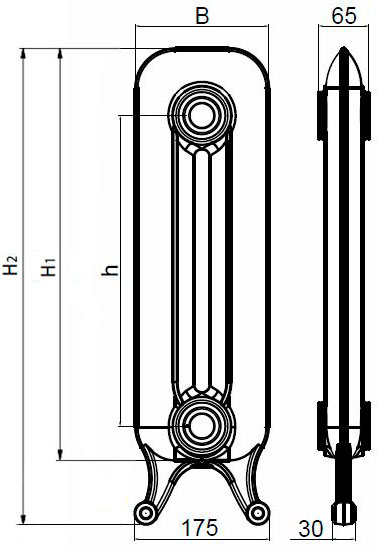 Радіатор чавунний Viadrus Dafne 400/170 з ніжками