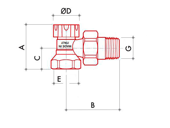 Кутовий регулювальний клапан Luxor DS 122 G 1/2' відсічний 