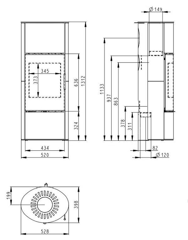 Піч Romotop LAREDO 04 AKUM (сталевий корпус + піщаник зверху та з обох боків), 2-6,5 кВт